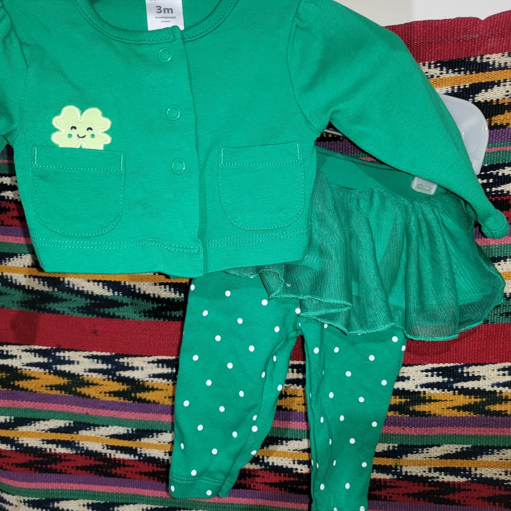 Charming Green Kids Cardigan and Skirt Set